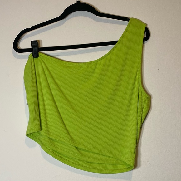 BP Lime Green Ribbed One Shoulder Tank - Picture 10 of 12